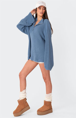 Amour High Neck Oversized Zip Sweater image number 3