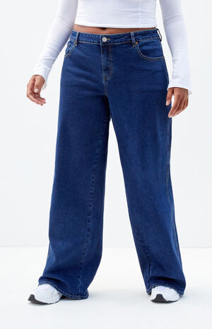 Stretch Dark Indigo Curve Low Rise Baggy Jeans image number 2