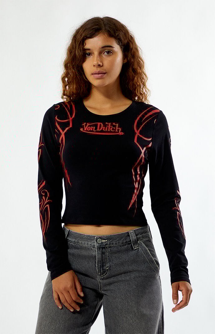 Von Dutch Long Sleeve Crop Top