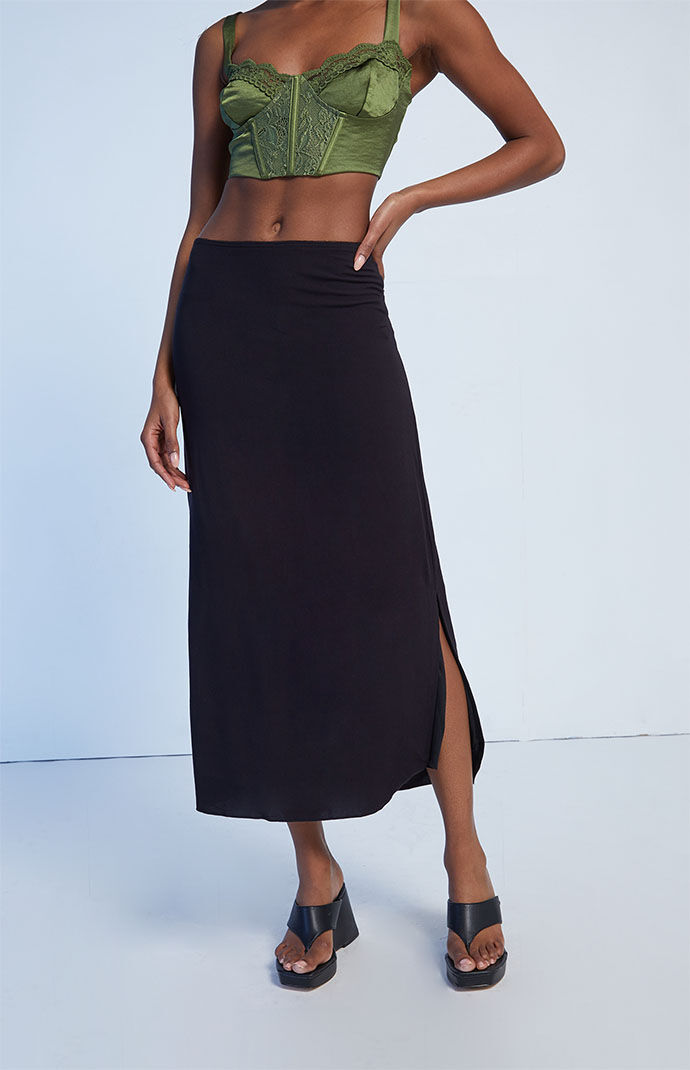 【 meltthelady】waist ribbon slit skirt S melt the lady waist ribbon slit skirt, gray