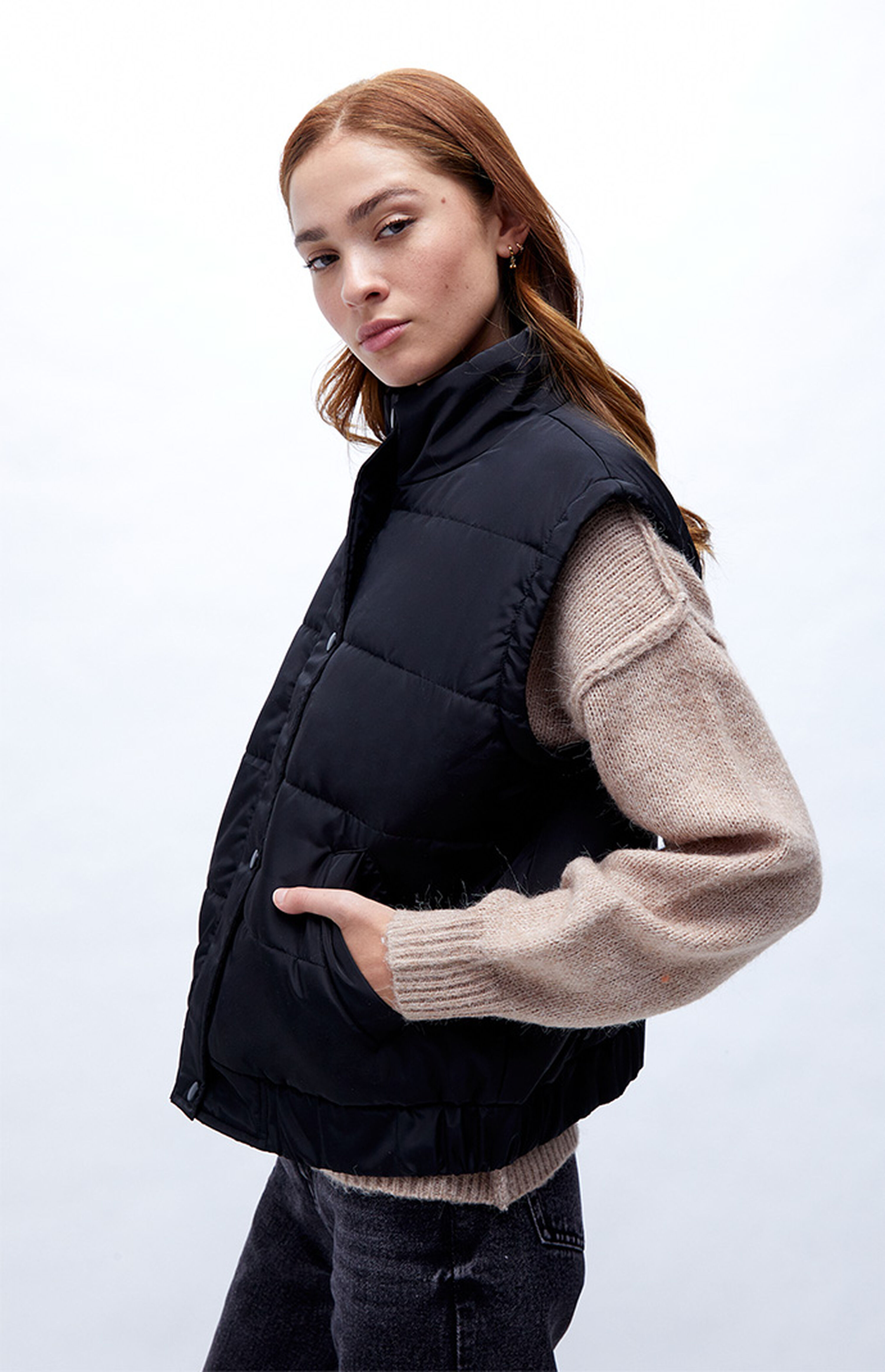 PacSun Black Oversized Puffer Vest PacSun