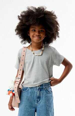 Heather Gray Ribbed Skimmer T-Shirt image number 1