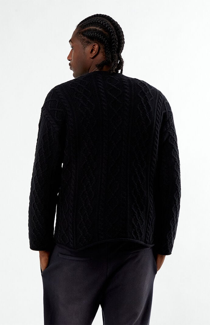 Pacsun Black Nuwave Cable Knit Crew Neck Sweater