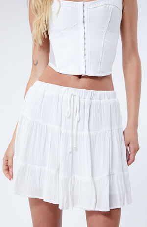 White Tiered Mini Skirt image number 2