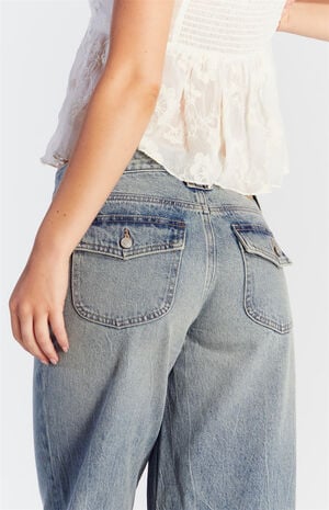 Lena Low Rise Super Baggy Jeans Light Indigo Tinted Lena Low Rise Super Baggy Jeans Light Indigo Tinted image number 5