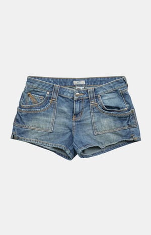 2000s Medium Blue Y2K Low Rise Micro Jean Shorts image number 1