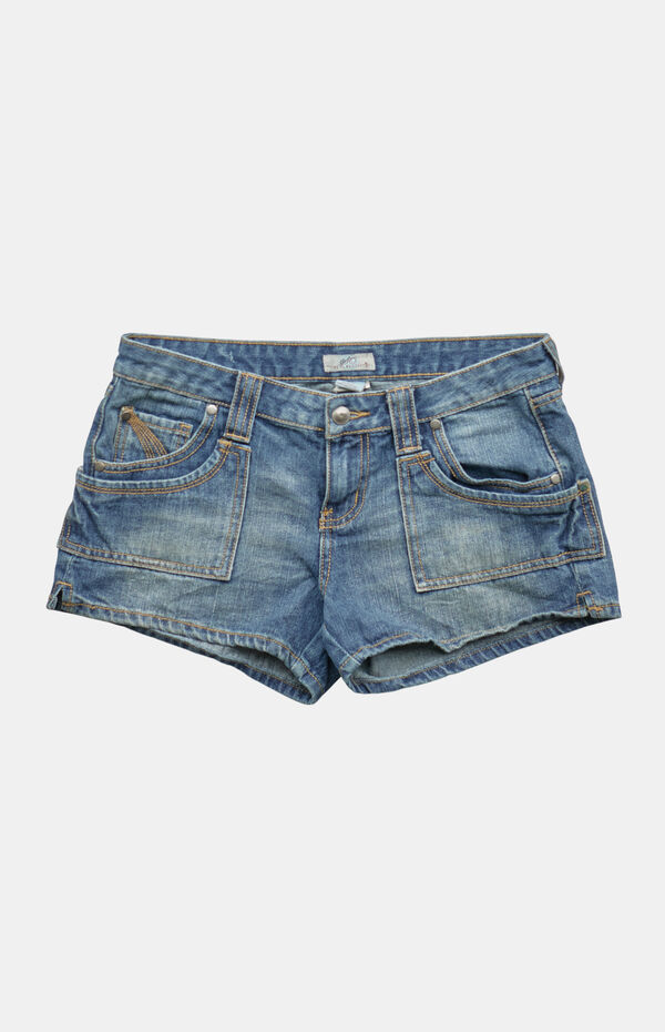 PS VINTAGE 2000s Medium Blue Y2K Low Rise Micro Jean Shorts | Pacsun