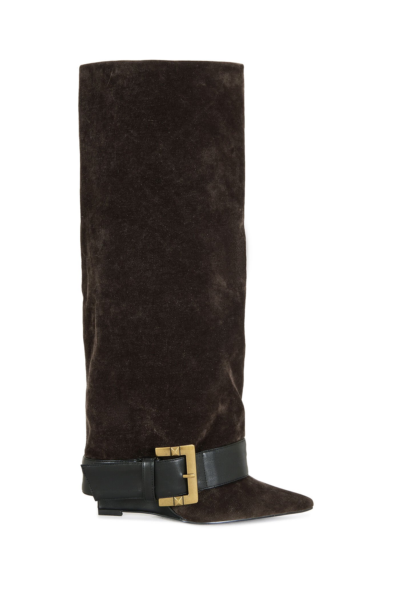 AZALEA WANG Antonina Brown Wedge Tall Boots