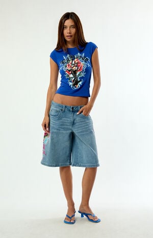 Flower Diamond Low Rise Baggy Jorts image number 5