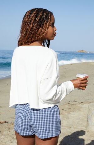 Blue & White Plaid Keira Boxer Shorts image number 4