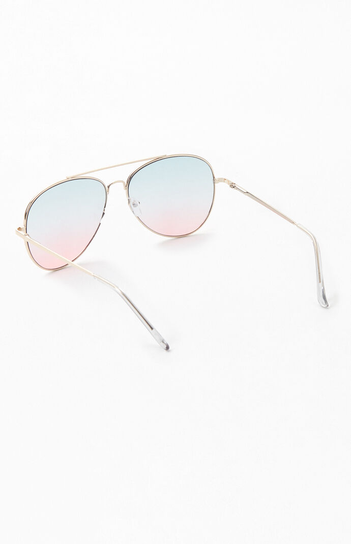 Purple Flat Lens Aviator Sunglasses