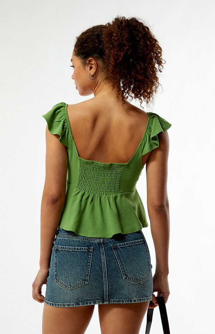 LA Hearts Keyhole Linen Babydoll Top at Foxvalley Mall in Aurora, IL