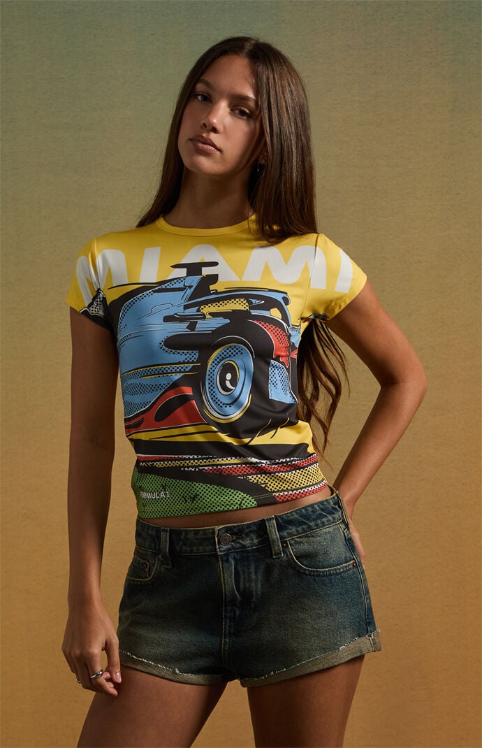 Formula 1 F1 Women's X Pacsun Miami Blur Finish Skimmer T-shirt In Yellow