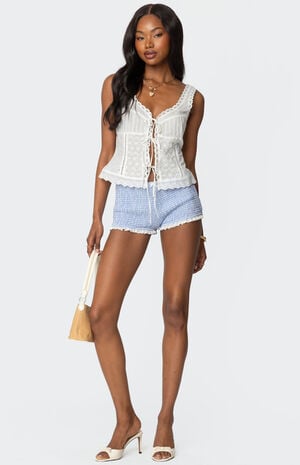 Antonia Gingham Scrunch Shorts image number 1