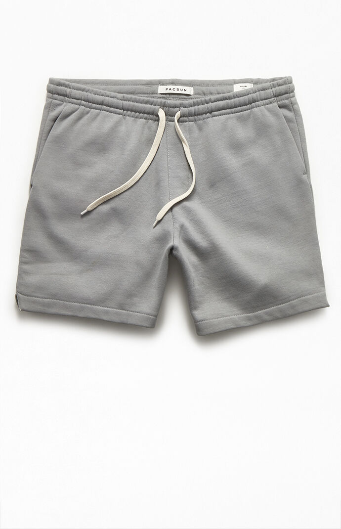 Gray Fleece Drawstring Volley Shorts