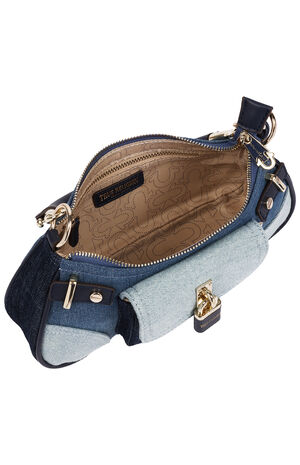 Color Block Denim Shoulder Bag image number 6