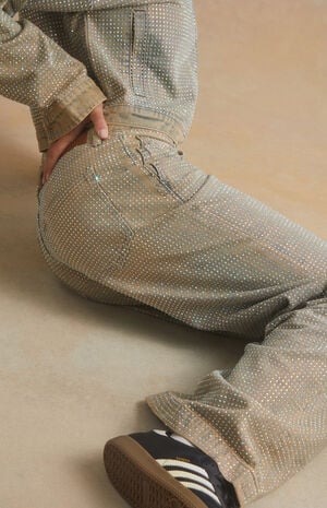 Rhinestone Low Rise Baggy Jeans image number 2