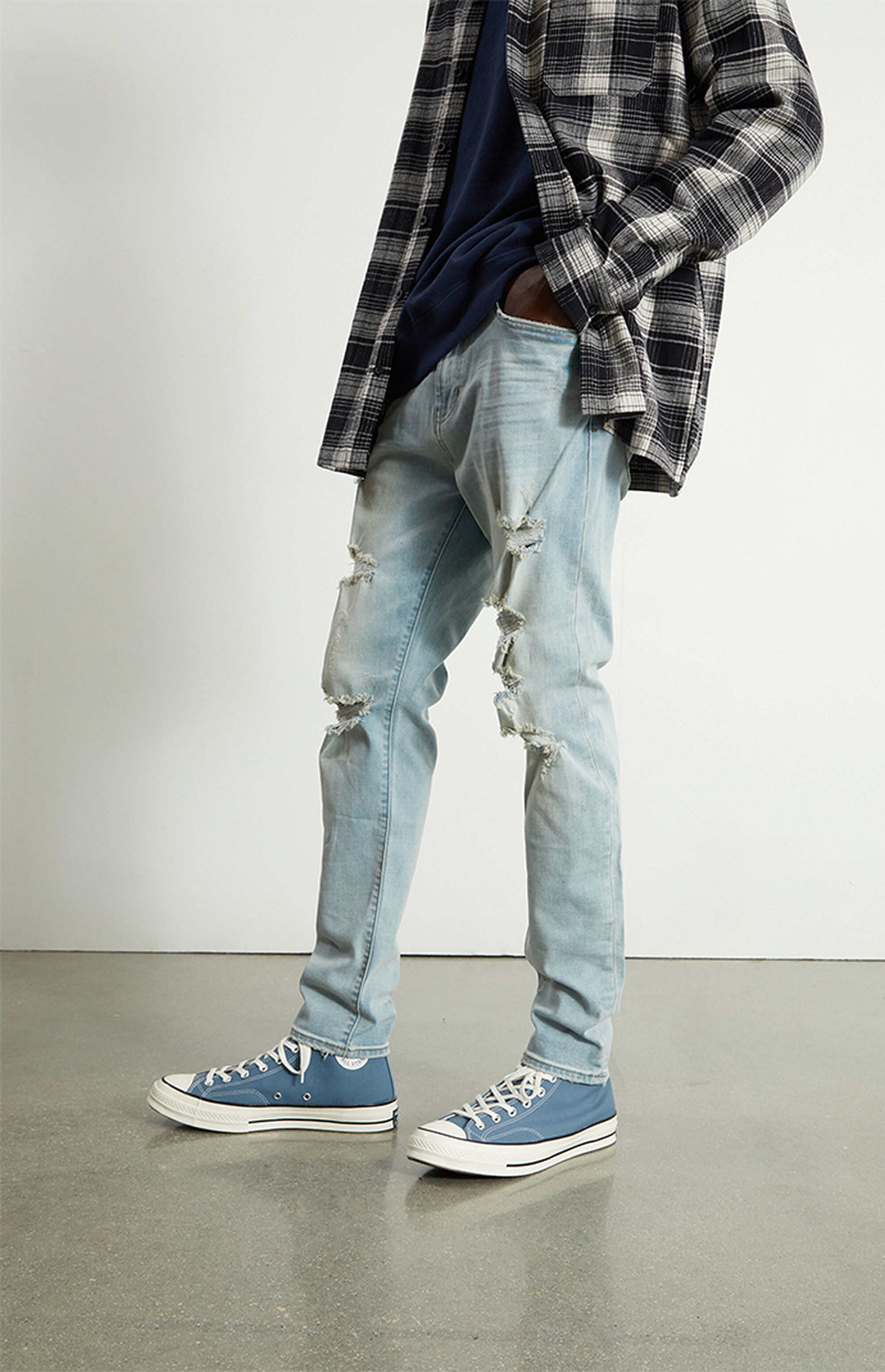 PacSun Medium Ripped Slim Taper Jeans PacSun