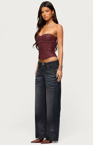 Izara Studded Faux Leather Corset image number 4