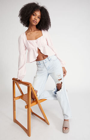 Button Front Blouson Top image number 2