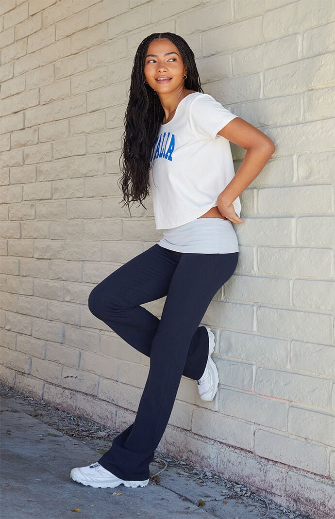 John Galt Navy Contrast Priscilla Flare Pants