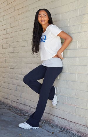 Navy Contrast Priscilla Flare Pants image number 1