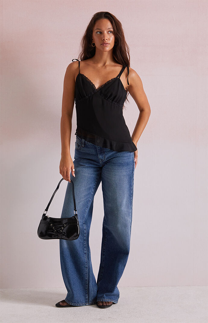 Beverly and Beck Jessie Asymmetrical Lace Trim Tank Top | Pacsun