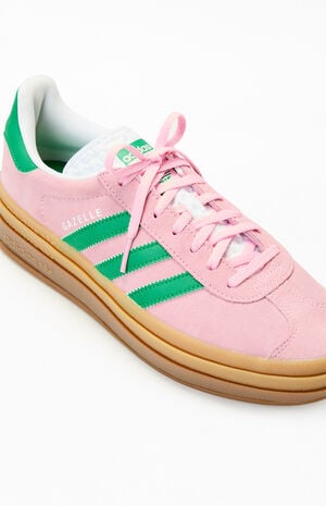 Women's Green & Pink Gazelle Bold Sneakers image number 6