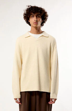 Cream Vaughn Polo Sweater image number 1