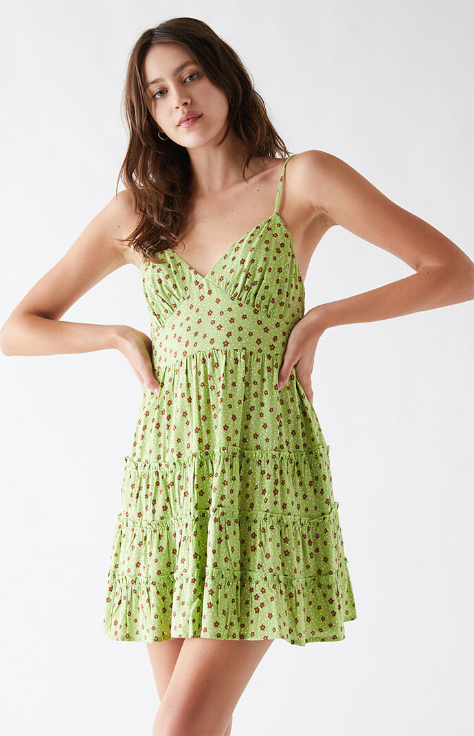Tie Back Tiered Mini Dress at PacSun