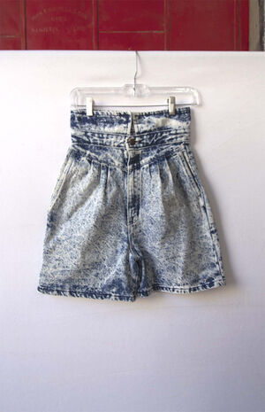 Upcycled Acid Wash Denim Shorts image number 1