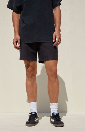 Black Slubby Textured Volley Shorts image number 3