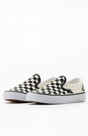 Vans Classic Checkerboard White & Black Slip-On Shoes | PacSun