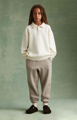 Essentials Cloud Dancer Knit Polo Sweater image number 6