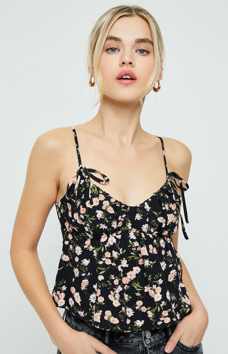 Tie Strap Baby Doll Tank Top