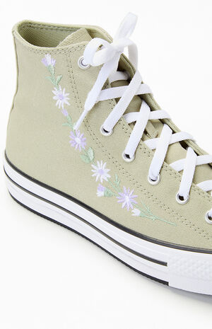 Kids All Star EVA Lift Platform Embroidered Florals High Top Shoes image number 6