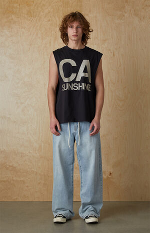 Washed Black Sunshine Muscle Tank Top image number 4