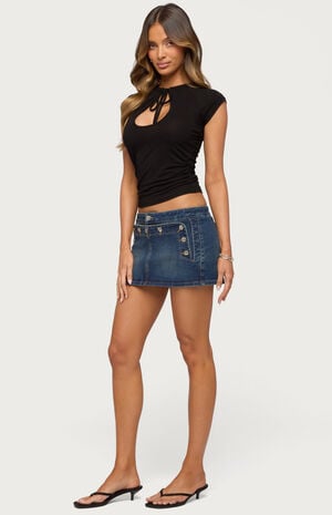 Fridie Buttoned Denim Mini Skort image number 4