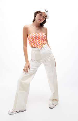 Patchwork Ultra High Waisted Flare Pants image number 1