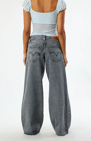 Black Acid Wash '94 Baggy Wide Leg Jeans image number 4