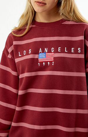 Los Angeles 1992 Striped Crew Neck Sweatshirt image number 2