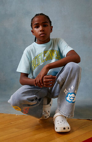 Graphic Medium Blue Baggy Jeans image number 6