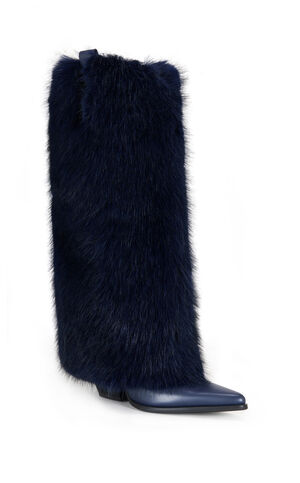 Women's Friata Navy Faux Fur Western Boots image number 2