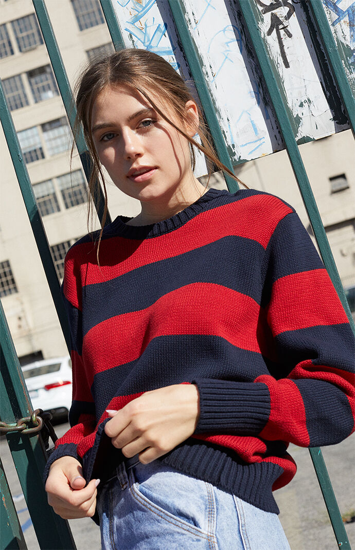 Red and hotsell blue striped sweater