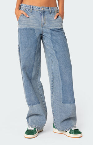 Faded Wash Low Rise Carpenter Jeans image number 3