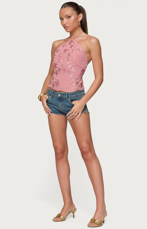 Embroidered Bead & Sequin Halter Top image number 4