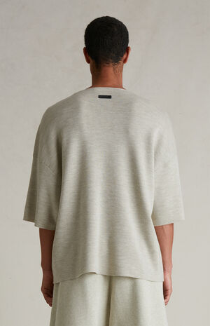 Heather Stone Merino Wool Short Sleeve Knit T-Shirt image number 4