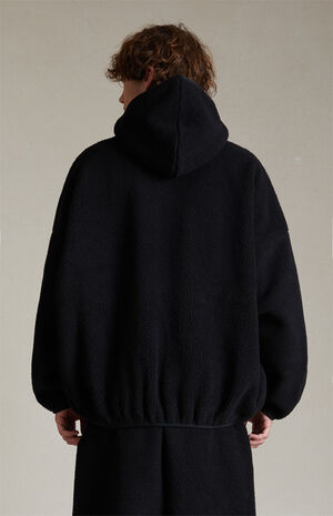 Jet Black Sherpa Polar Fleece Hoodie image number 3