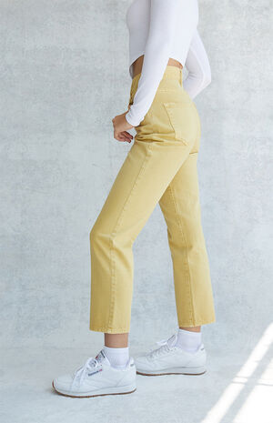 Eco Mustard High Waisted Straight Leg Jeans image number 4