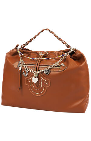Cognac Vintage Chain Soft Hobo Bag image number 3